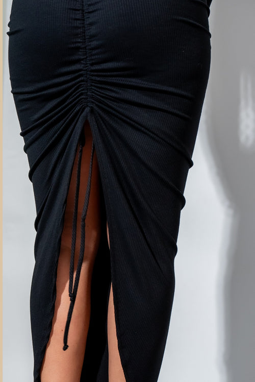 Date Night Ruched Skirt - Jet Black