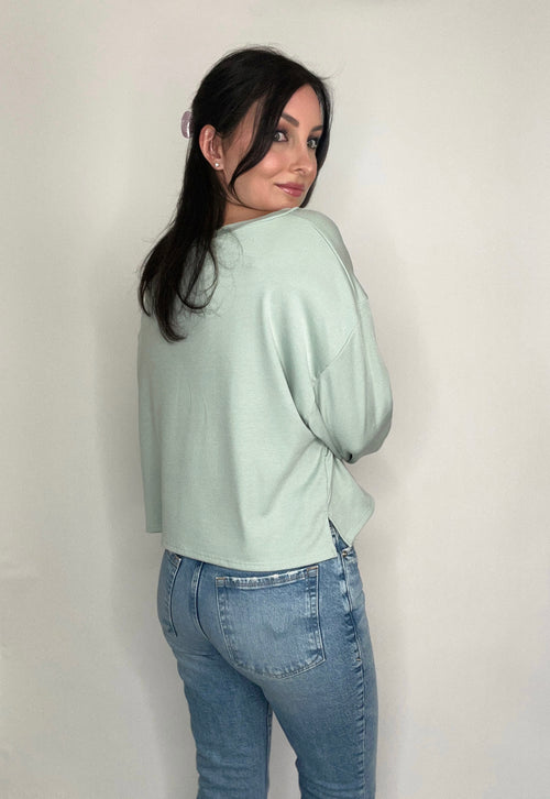 All Day Every Day Sweater- Aqua Rib