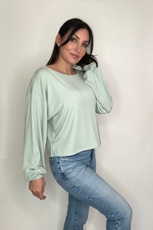 All Day Every Day Sweater- Aqua Rib