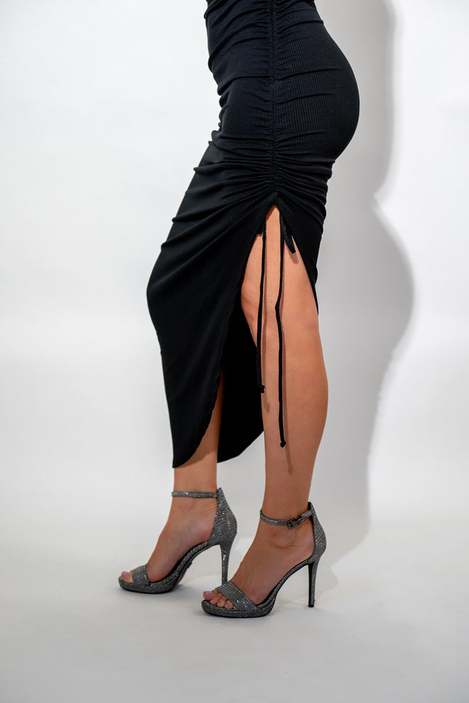 Date Night Ruched Skirt - Jet Black