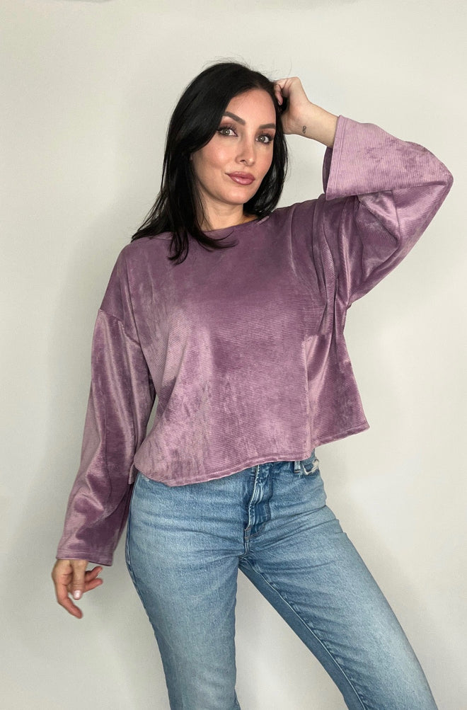 Corduroy All Day Every Day Sweater - Lavender Velvet Corduroy